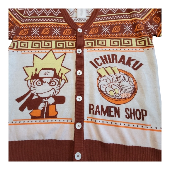 NEW Naruto Shippuden Men's Ichiraku Ramen Shop Ugly Christmas Sweater Cardigan M - Picture 4 of 16